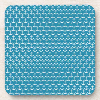Posavasos Patrón de ancla náutica en azul