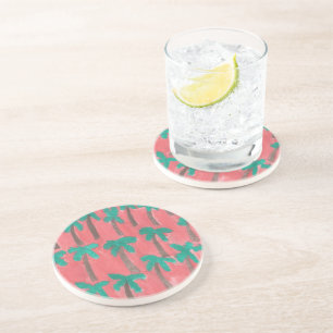Posavasos Patrón de árbol de palmas de color de agua