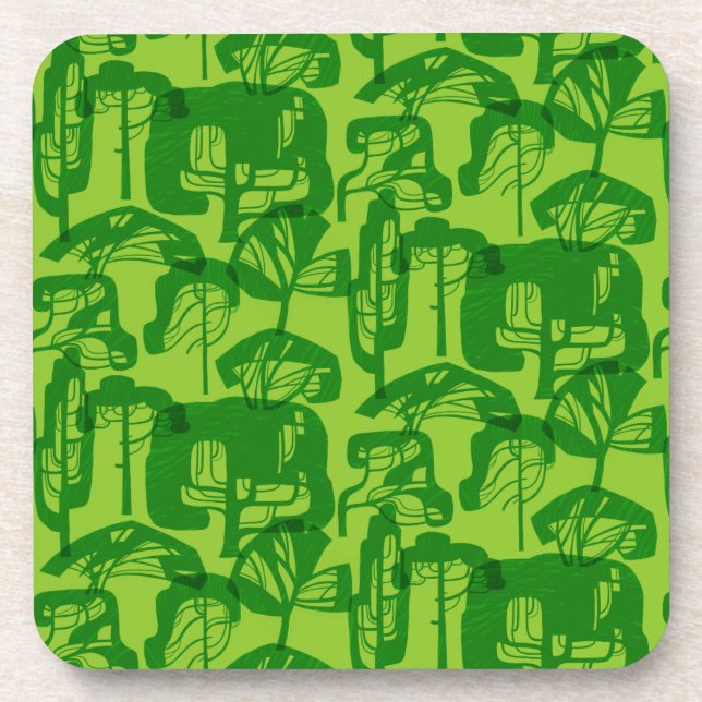 Posavasos Patrón de árboles verdes (Frente)