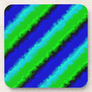 Posavasos Patrón de arco iris 3D abstracto de azul verde