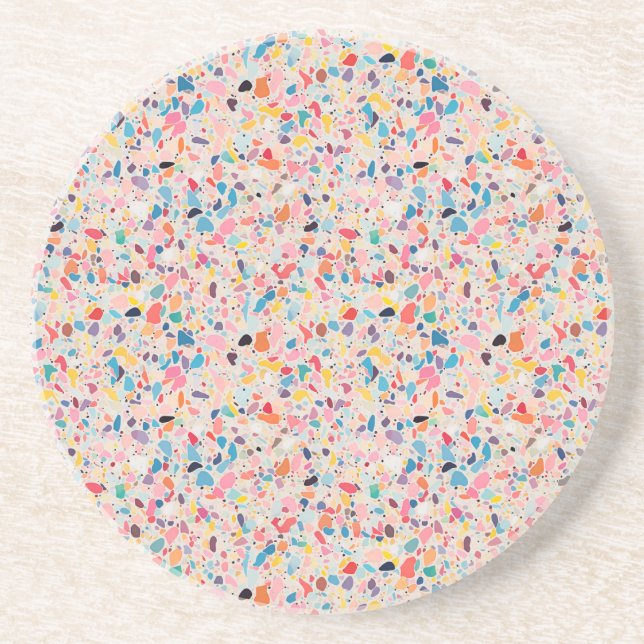 Posavasos Patrón de Arcoiris Terrazo Multicolor (Frente)