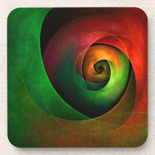 Posavasos Patrón de arte abstracto moderno de floración verd