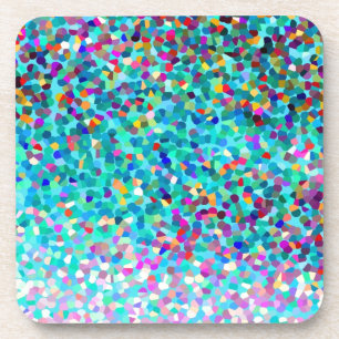 Posavasos Patrón de arte abstracto multicolor azul