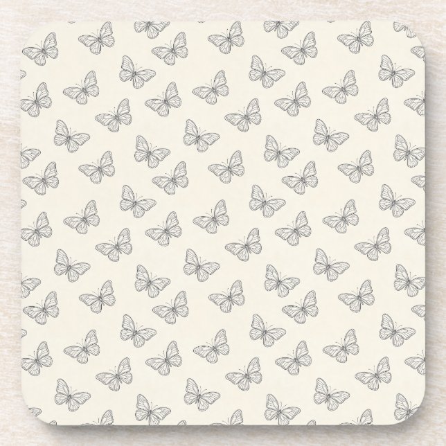 Posavasos Patrón de arte de línea de mariposa (Frente)