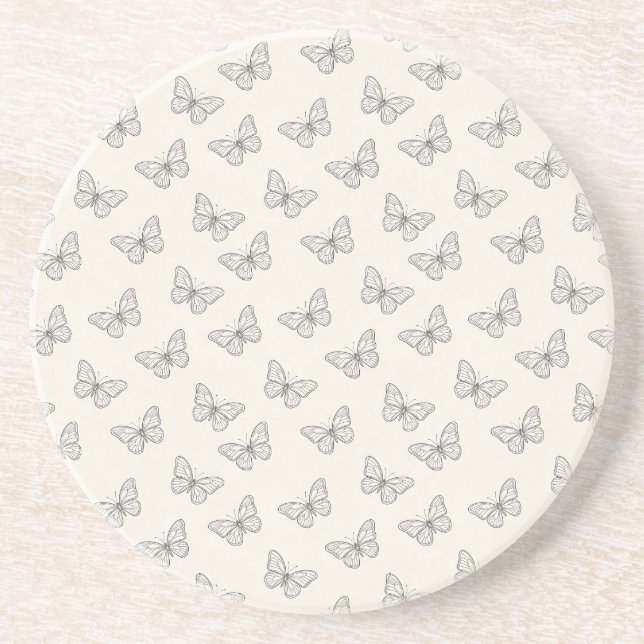 Posavasos Patrón de arte de línea de mariposa (Frente)