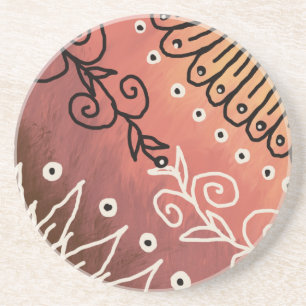 Posavasos Patrón de arte gracioso rojo