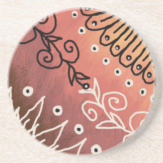 Posavasos Patrón de arte gracioso rojo
