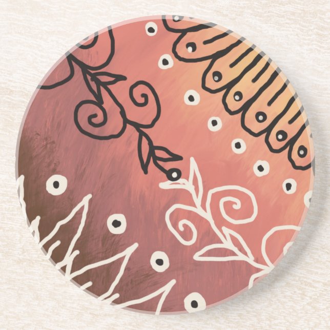 Posavasos Patrón de arte gracioso rojo (Frente)