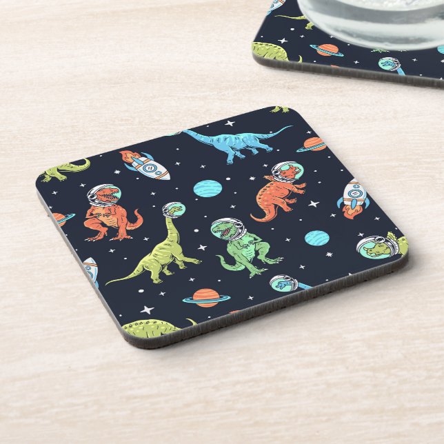 Posavasos Patrón de Astronautas de Dinosaurios Infantiles (Lado Izquierdo)