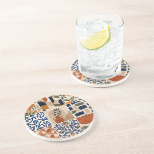 Posavasos Patrón de azulejos bohemios mediterráneos