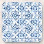 Posavasos Patrón de baldosas de acuarela azul y blanco itali<br><div class="desc">Patrón de baldosas de acuarela azul y blanco italiano</div>