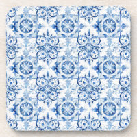 Patrón de baldosas de acuarela azul y blanco itali