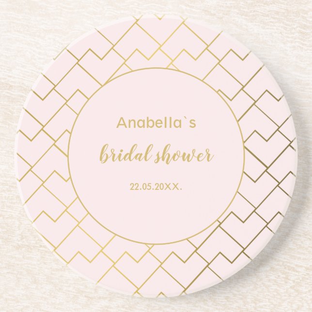 Posavasos Patrón de baldosas de rosa áureo geométrico chic d (Frente)