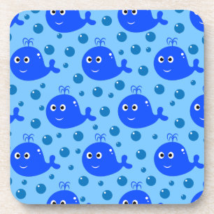Posavasos Patrón de ballenas azules cortas deslumbramiento o