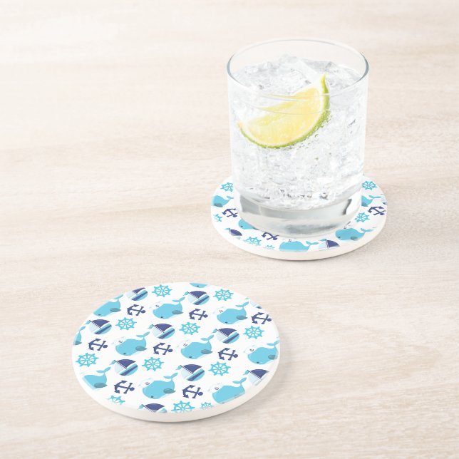 Posavasos Patrón de ballenas, ballenas ricas, ballenas azule (Lado)