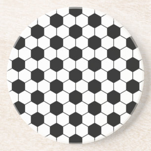 Posavasos Patrón de balón de fútbol adaptado Negro Blanco
