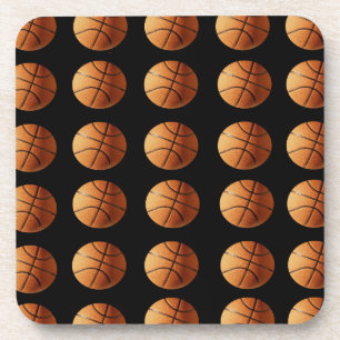 Posavasos Patrón De Baloncesto naranja Y Negro,