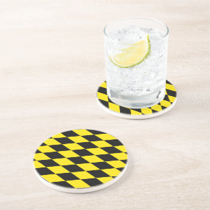 Posavasos Patrón de bandera de diamante de Baviera negro y a