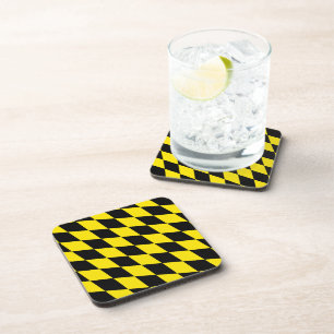 Posavasos Patrón de bandera de diamante de Baviera negro y a