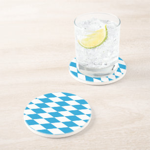 Posavasos Patrón de bandera de diamantes de Baviera azul y b