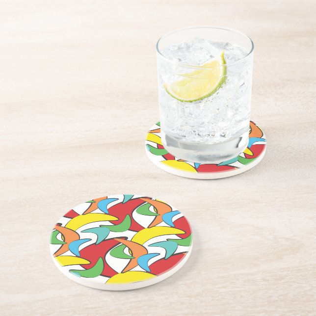 Posavasos Patrón de boomerang retro multicolor (Lado)