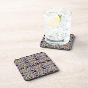 Posavasos Patrón de bordado floral con bonitas flores