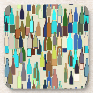 Posavasos Patrón de botellas de vino, multicolor, fondo beig