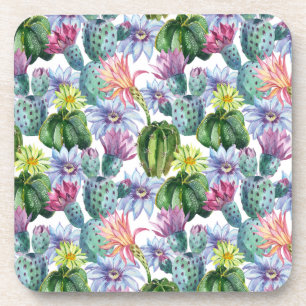 Posavasos Patrón de cactus de color de agua pintado a mano