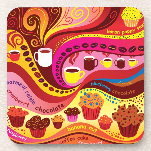 Posavasos Patrón de café y muffins (Frente)