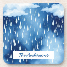 Posavasos Patrón de caídas de lluvia del cielo blanco azul