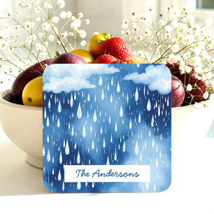 Posavasos Patrón de caídas de lluvia del cielo blanco azul