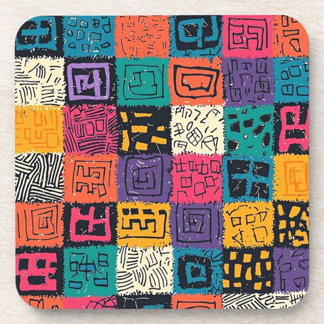 Posavasos Patrón de caja colorido vibrante (1) (Frente)