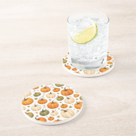 Posavasos Patrón de calabaza acuarela Calabazas de otoño 
