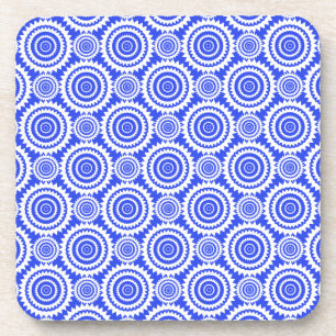 Posavasos Patrón de Caleidoscopio Azul Cobalto y Blanco