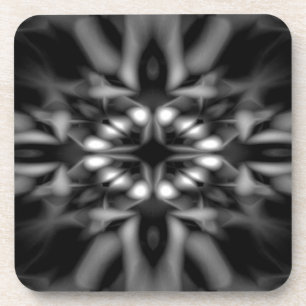 Posavasos Patrón de caleidoscopio blanco y negro