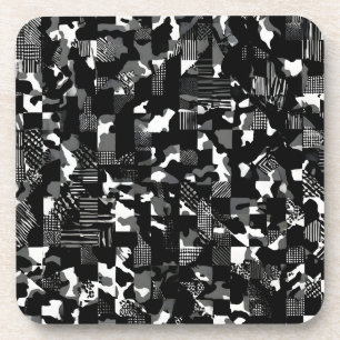 Posavasos Patrón de camuflaje blanco negro "Fractura"