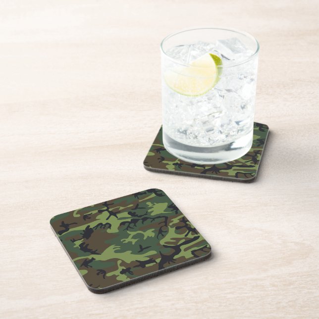 Posavasos Patrón de camuflaje verde, patrón militar, ejércit (Lado Derecho)