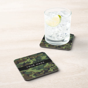 Posavasos Patrón de Camuflaje Verde, Tu nombre, Personaliza
