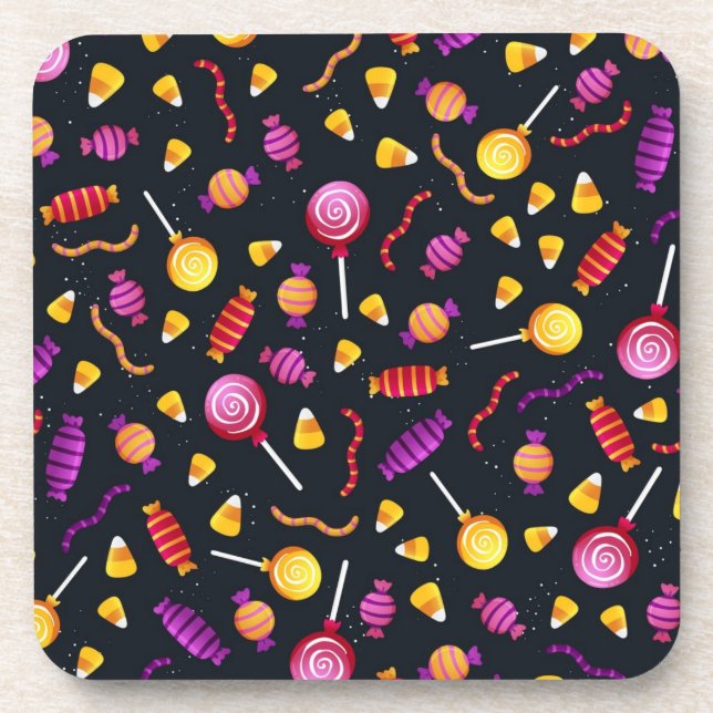 Posavasos Patrón de caramelos de Halloween (Frente)
