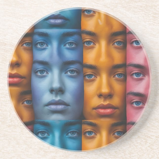 Posavasos Patrón de caras coloridas (Frente)
