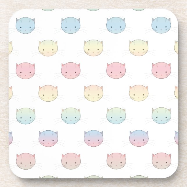Posavasos Patrón de caras de gatito pastel adorable (Frente)
