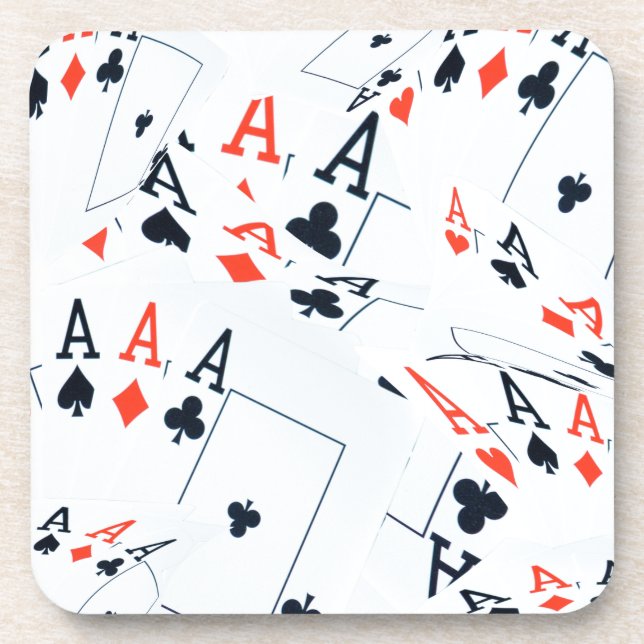 Posavasos Patrón de cartas de póquer Quad Aces, (Frente)
