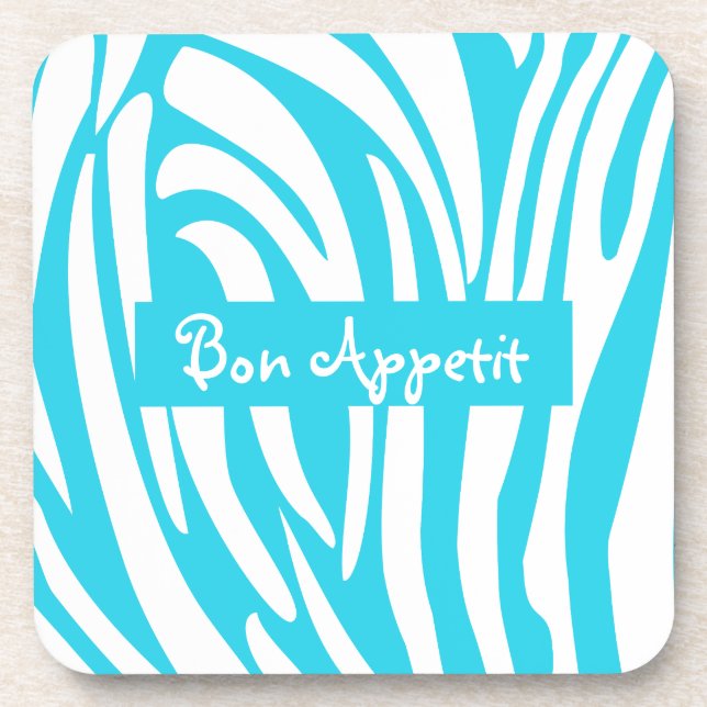 Posavasos Patrón de cebra a rayas turquesa personalizado (Frente)