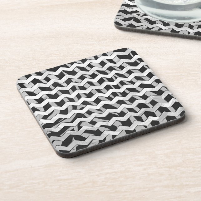 Posavasos Patrón de cebra de cheurón negro y gris (Lado Izquierdo)