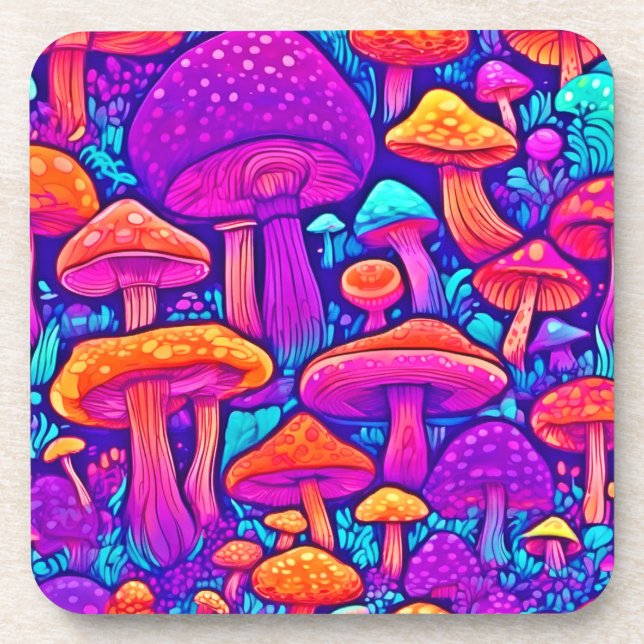 Posavasos Patrón de Champiñón Colorido (Frente)