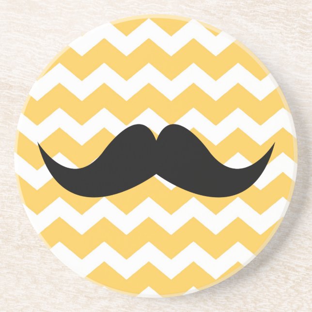 Posavasos Patrón de chevron amarillo bigote arenisca sedient (Frente)