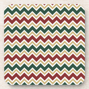 Posavasos Patrón de Chevron Beige Verde Blanco Rojo