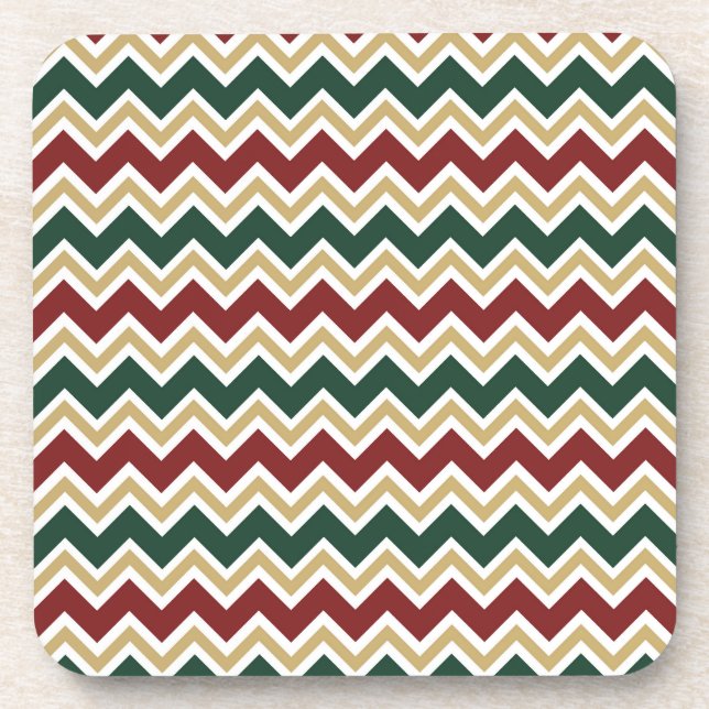 Posavasos Patrón de Chevron Beige Verde Blanco Rojo (Frente)
