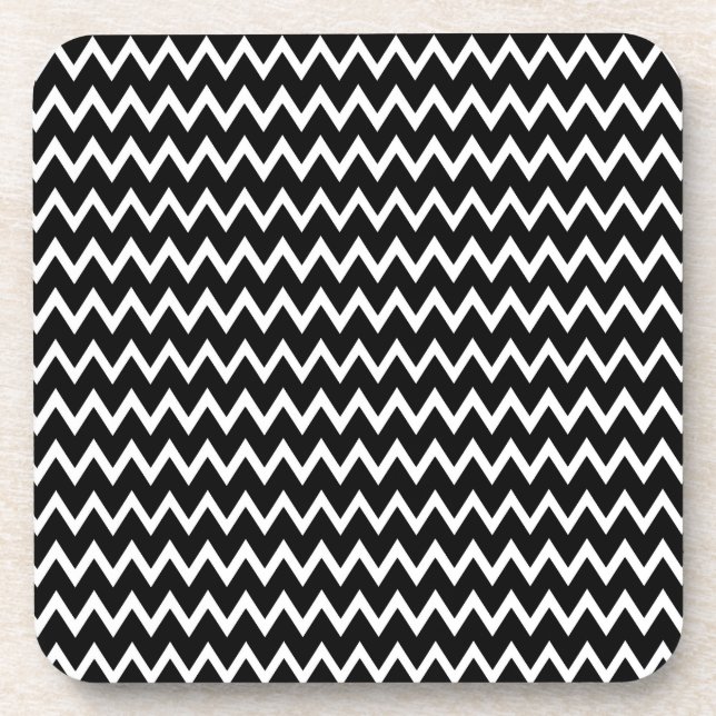 Posavasos Patrón De Chevron Blanco Y Negro (Frente)
