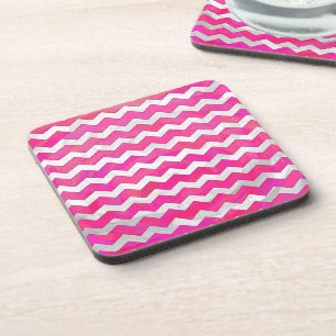Posavasos Patrón de Chevron de Pasión Rosa